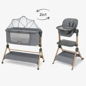 Sleat Me Grey 2in1 bedside crib and highchair